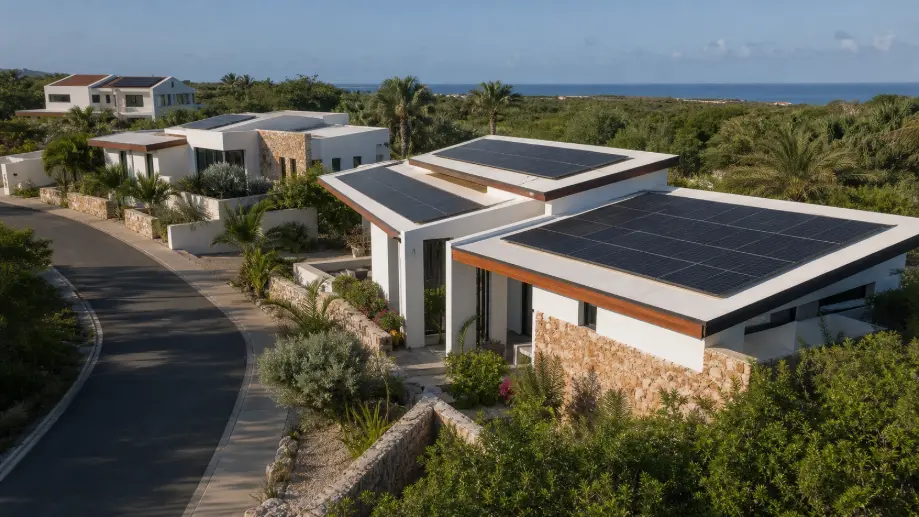 Curaçaose kustvilla's met zonnepanelen