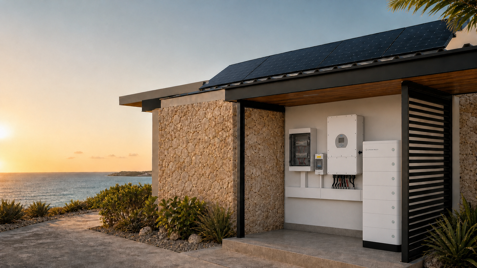 Woning met Deye-omvormer en Lithium Valley stackable batterijen
